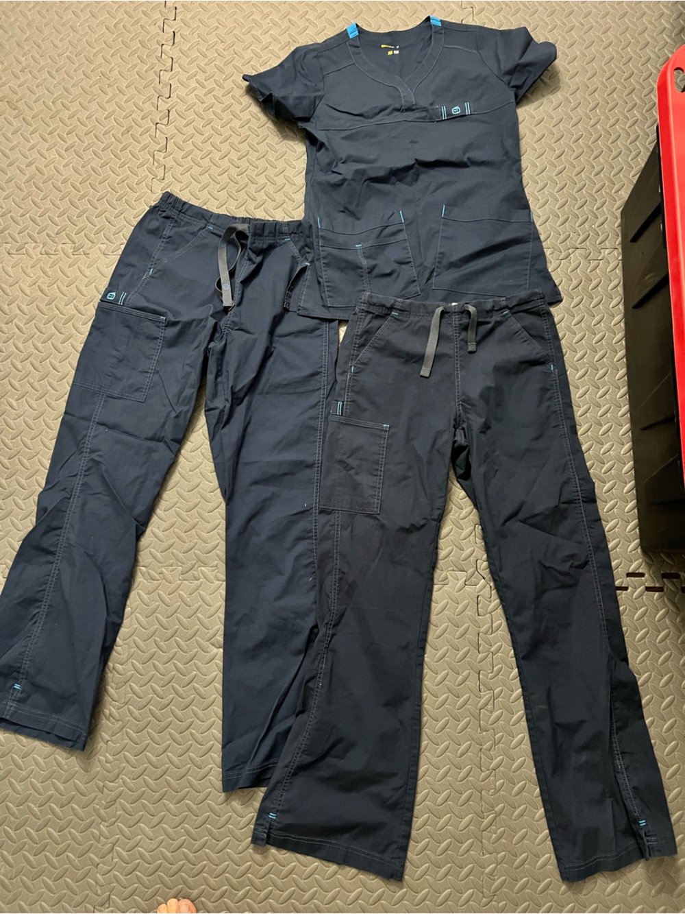 Wink wonder flex scrub set navy xs top xs pant small pant